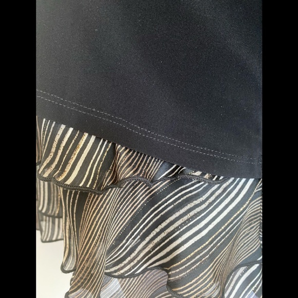 Joseph Ribkoff Black/Gold Ruffle Trim Top - Picture 9 of 10